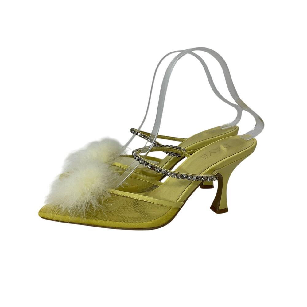 Raye Embellished Pale Yellow Duke Heeled Mules Size 7.5 - Picture 2 of 5